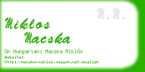 miklos macska business card
